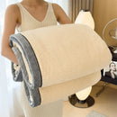 Cozy carved velvet cream & gray quilted blanket bedroom throw