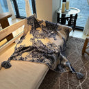 Cozy chinese ink blue & white toile knit blanket – bedroom throw