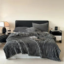 Cozy coral fleece wavy ribbed cream throw blanket for living room
