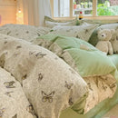 Cozy cotton bedding set cream pink & gray bunny bedroom duvet cover