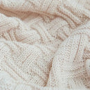 Cozy fringed plaid cream knit throw blanket bedroom decor