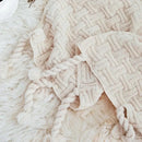 Cozy fringed plaid cream knit throw blanket bedroom decor
