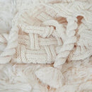 Cozy fringed plaid cream knit throw blanket bedroom decor