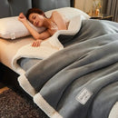 Cozy gray & cream winter fleece blanket bedroom plush quilt
