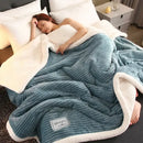 Cozy gray & cream winter fleece blanket bedroom plush quilt