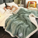 Cozy gray & cream winter fleece blanket bedroom plush quilt