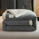 Cozy gray & cream winter fleece blanket bedroom plush quilt
