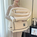 Cozy jacquard plush blanket cream & black bedroom throw