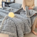 Cozy jacquard taffeta blue & cream flannel nap blanket bedroom comforter