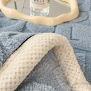 Cozy jacquard taffeta blue & cream flannel nap blanket bedroom comforter
