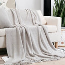 Cozy knitted sofa blanket with tassels – living room textured throw