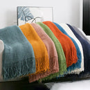 Cozy knitted sofa blanket with tassels – living room textured throw