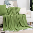 Cozy knitted sofa blanket with tassels – living room textured throw