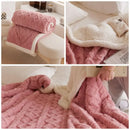 Cozy mustard & white coral fleece blanket bedroom sherpa throw