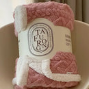 Cozy mustard & white coral fleece blanket bedroom sherpa throw