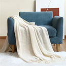Cozy nordic knit textured tassel throw blanket for living room