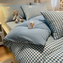 Cozy plaid duvet cover blue & white bedroom bedding set