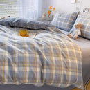 Cozy plaid duvet cover blue & white bedroom bedding set