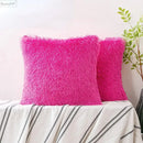 Cozy plush fur cushion cover white & grey living room pillowcase