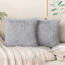 Cozy plush fur cushion cover white & grey living room pillowcase
