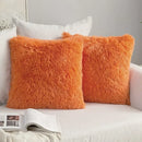 Cozy plush fur cushion cover white & grey living room pillowcase