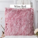 Cozy plush fur cushion cover white & grey living room pillowcase