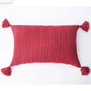 Cozy textured knit cushion cover with tassels for living room bed