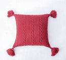 Cozy textured knit cushion cover with tassels for living room bed
