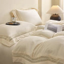 Cozy velvet lace bedding set cream bedroom decor