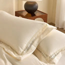 Cozy velvet lace bedding set cream bedroom decor