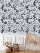 Contemporary Blue Peacocks Wallpaper Tasteful
