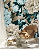 Dark Wallpaper with Blue and Beige