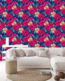 Modish Brightly Pink Peonies Wallpaper