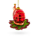 Snail Perched on a Green Leaf Glass Christmas Ornament