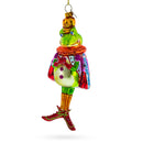 Frog King Donned in Robe Glass Christmas Ornament
