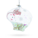 Clear Polar Bear Glass Christmas Ornament