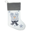 Set of 3 Gold and Silver, on White Felt Santa, Reindeer Christmas Stockings 15 Inches