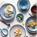 Crackle glaze blue ceramic dinner plate set dining room tableware