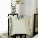 Cream and blue 200s embroidery egyptian cotton bedding set bedroom