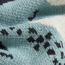 Cream and blue cute sea horse cotton blanket bedroom knit throw