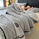 Cream and brown textured fluffy fleece blanket bedroom throw bed cover