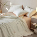 Cream and green cartoon embroidery comforter set bedroom bedding