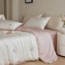 Cream and green cartoon embroidery comforter set bedroom bedding