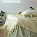 Cream and green cartoon embroidery comforter set bedroom bedding