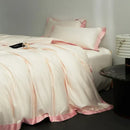 Cream and lavender egyptian cotton hotel style bedding set bedroom