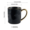 Cream and navy gold rim mug set kitchen ceramic coffee cups
