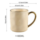 Cream and navy gold rim mug set kitchen ceramic coffee cups
