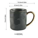 Cream and navy gold rim mug set kitchen ceramic coffee cups