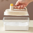 Cream and yellow silicone kitchen cleaning brush with replaceable head