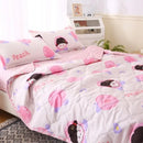 Cream bear quilt and pillowcase set bedroom bedding set